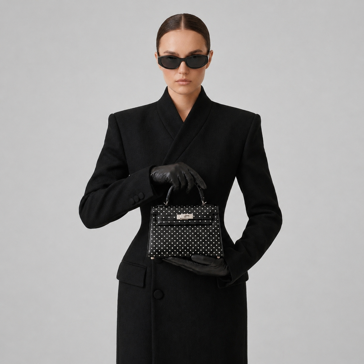 Mini sac noir à pois